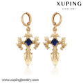 27927-Xuping Jewelry boucles d&#39;oreilles en or croisées religion ladies